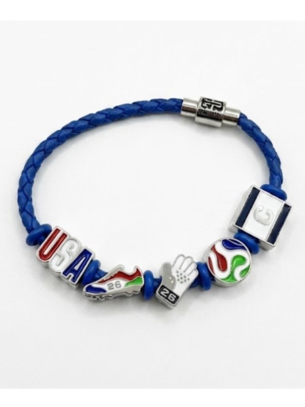 FIFA WORLD CUP 2026 AUTHENTIC USA Braided Cord Beaded Charm Bracelet w/ Backer